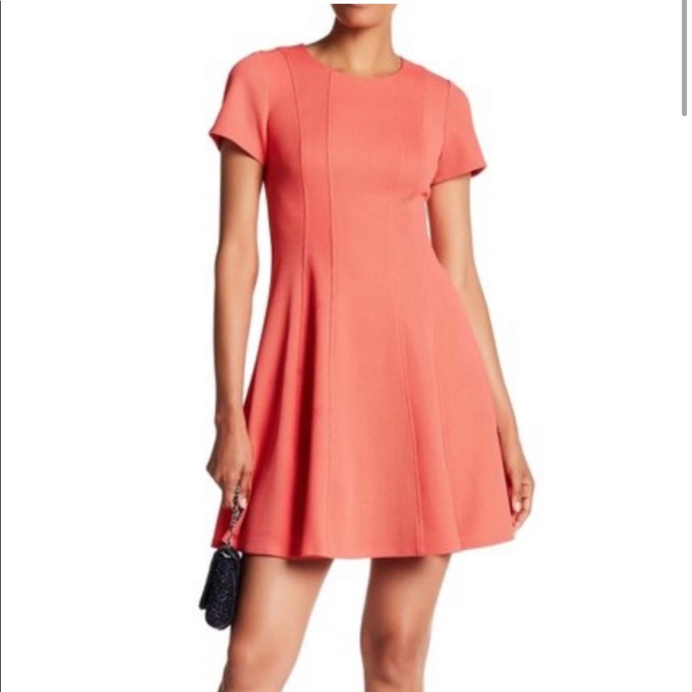 Rebecca Taylor Knit Pique Coral Colored Fit and Flare Mini Dress Women’s Size 8
